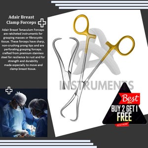 Adair Breast Clamp Forceps 18cm | Stainless Steel Surgical Tool for Breast Surgery & Tissue Handling
