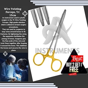 Wire Twisting Surgical Forceps | 15cm TC | Straight Serrated Jaws Stainless