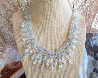 Swarovski Crystal Beadwork Exclusive Bridal Necklace One-of-a-kind Necklace