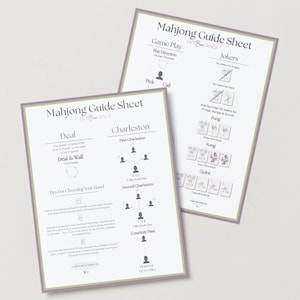 Mahjong Cheat Sheet Printable – American Mahjong Quick Reference Guide PDF – Beginner-Friendly Digital Download