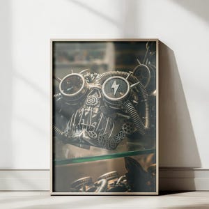 Steampunk Gas Mask Canvas Art: Industrial Sci-Fi Dystopian Decor