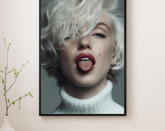 Lienzo de Marilyn Monroe estilo Pop Art / Retrato icónico para decoración de pared / Impresión moderna y glamurosa / Moda de Hollywood