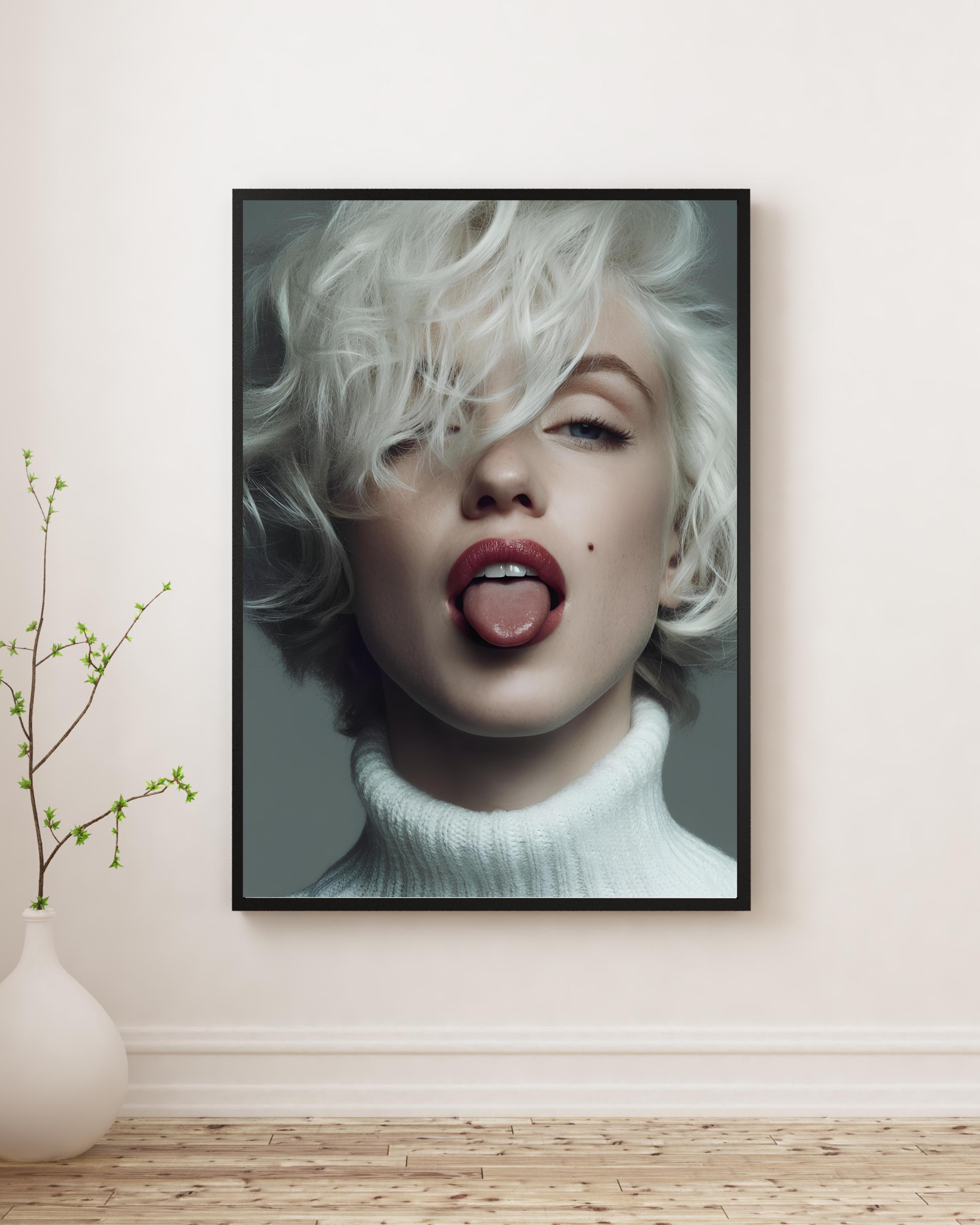 Quadro Marilyn Monroe Stile Banksy - Stampa Su Tela Incorniciata Grigio/Bianco, Varia Misura - Foto 3