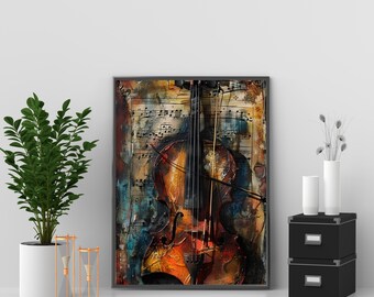 Violin Music Poster Canvas Print - 16x24 Inch Wall Art For Living Room, Bedroom, Office Decor