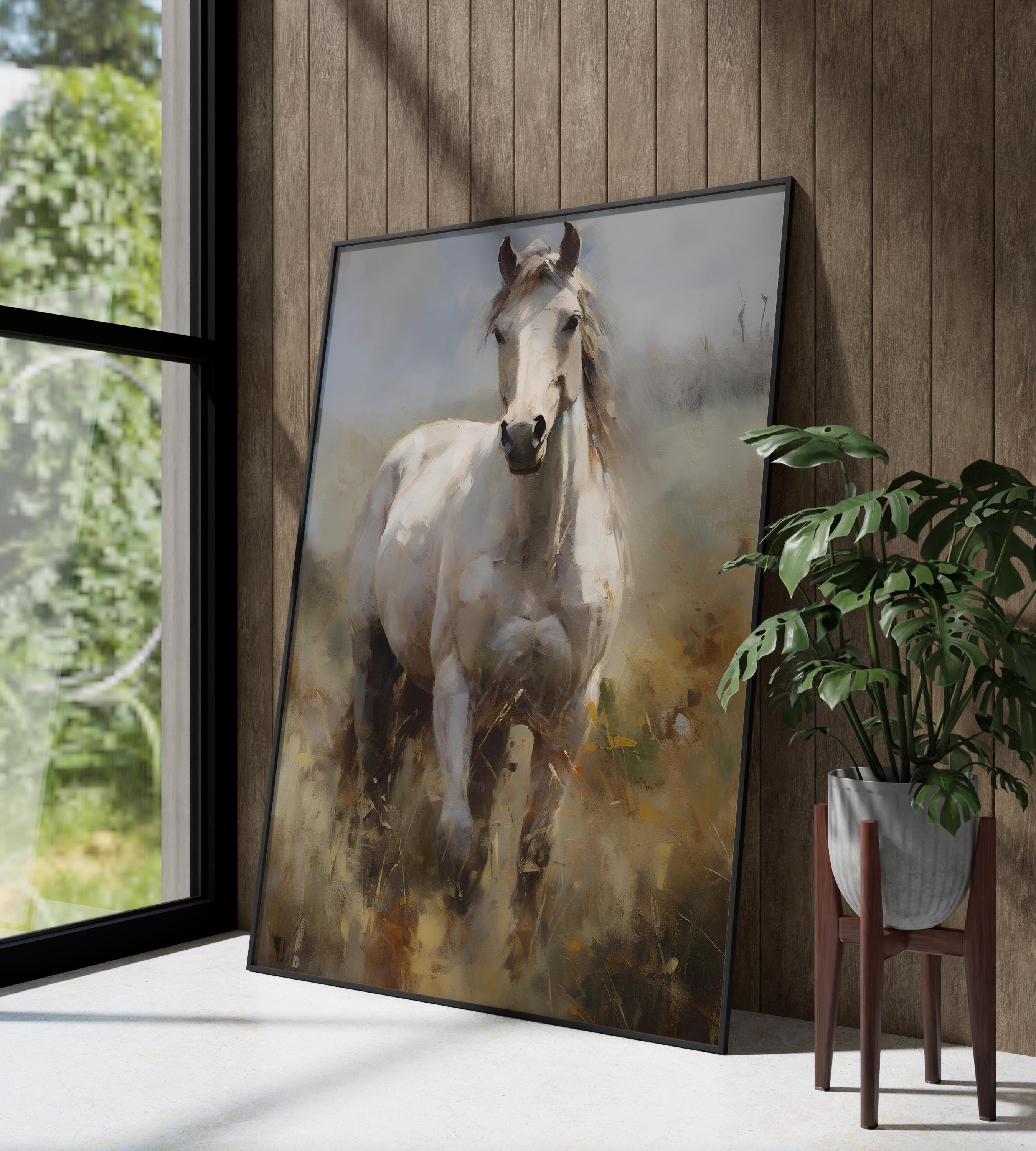 White Horse Canvas Print, Elegant Farmhouse Animal Wall Art - Etsy