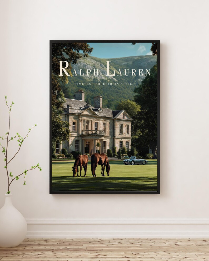 Ralph Lauren Equestrian Print Luxury Estate Polo Style Vintage Ralph Lauren Equestrian Print Luxury Estate Polo Style Vintage