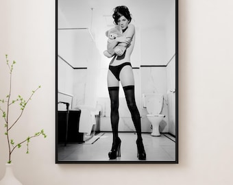 Iconic Kate Moss Photo Art | Black & White Canvas Print