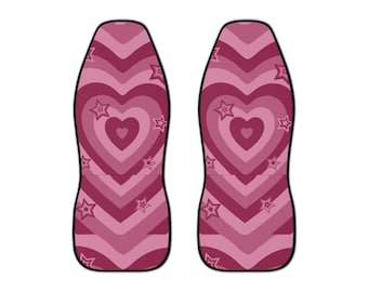 Car Seat Cover for Girls | Pink Heart Seat Cover Set | Cute Girly Car Accessories | Y2K Aesthetic Auto Decor