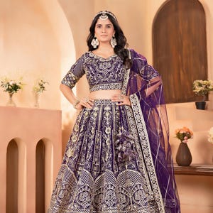Net Embroidered Lehenga Set: Sequin Bridal Party Wear, Unstitched Choli