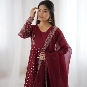 Embroidered Crunchy Silk Sharara Set: Indian Ethnic Party Wear