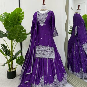 Chinon Silk Lehenga Choli Set: Thread & Sequin Work, Fully Stitched