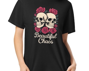 Skull and Roses Shirt for Women - Gothic Floral Graphic Tee - Edgy Boho T-Shirt - Vintage Rock Skull Top - Alternative Aesthetic Shirt