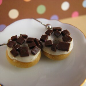 Donuts with Vanilla Frosting and Chocolate Chunks Handmade Polymer Clay Stud Earrings