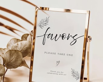 Letrero editable para recuerdos de boda / Letrero de diseño minimalista / Letrero imprimible para mesa de recuerdos en Canva / Letrero "Por favor, tome un recuerdo", Letrero de recuerdo estilo bohemio, BB01