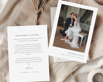 Minimalist Thank You Card Template, Photo Thank You, Editable Canva Wedding Thank You Card, Modern Printable 5x7, BB02