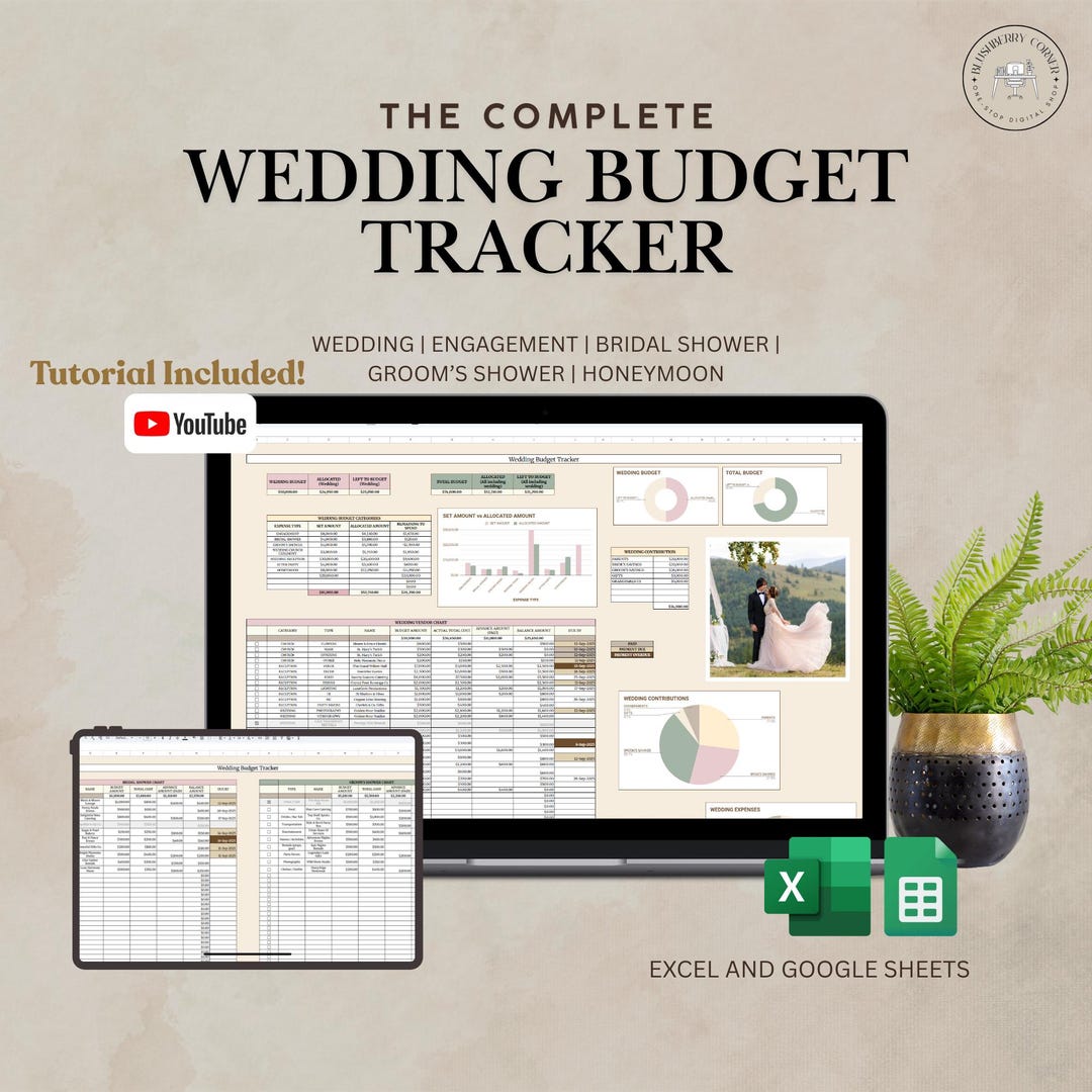 Wedding Budget Planner | Google Sheets & Excel | Track Expenses, Bridal ...