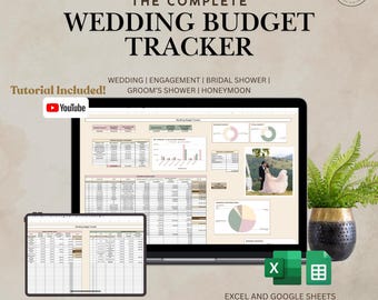 Bröllopsbudgetplanerare | Google Sheets och Excel | Spåra utgifter, Möhippa, Brudgummens dusch, Smekmånad | Kalkylblad, Mall | YouTube-handledning