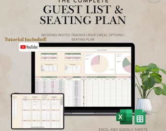 Wedding Guest List & Seating Planner| Google Sheets, Excel Spreadsheet| Track RSVPs, Meals,Tables, Invites, Seating Charts |YouTube Tutorial