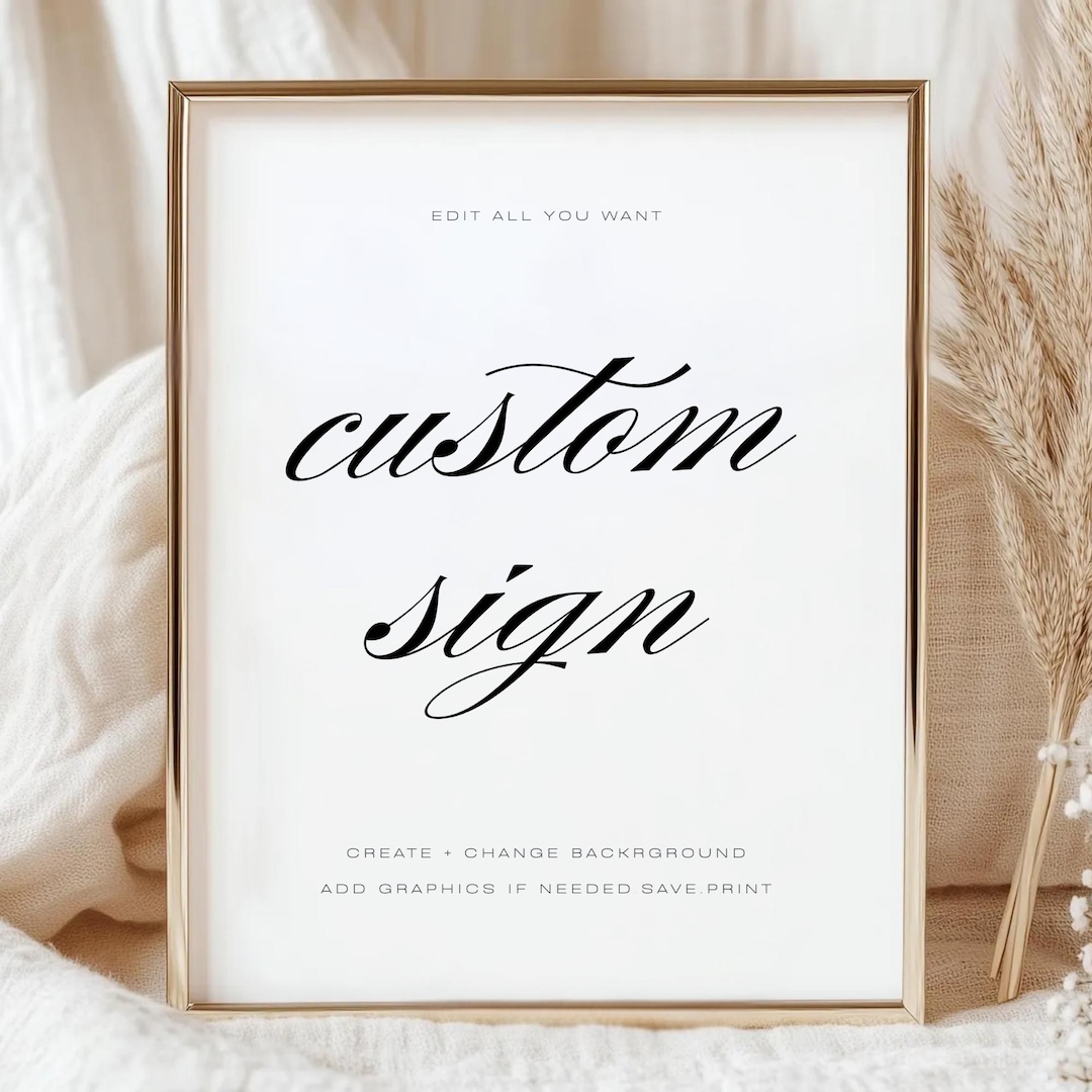 Clean Custom Sign Template | Minimal Text Event Sign | Wedding/ Baby ...
