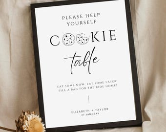 Cookie Table Wedding Sign, Eat Some Now Eat Some Later, Wedding Cookie Bar Sign, Editable Canva Dessert Table Sign, Wedding Snack Sign, BB02