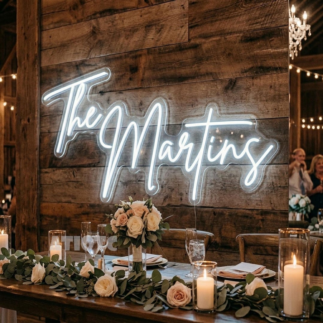 Custom Wedding Neon Sign | LED Light for Couples | Rustic Indoor ...