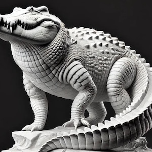 Archivo STL de estatua de cocodrilo / Decoración de vida silvestre imprimible en 3D