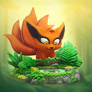Chibi Neunschwänziger Fuchs STL: Anime 3D Druckbares Modell