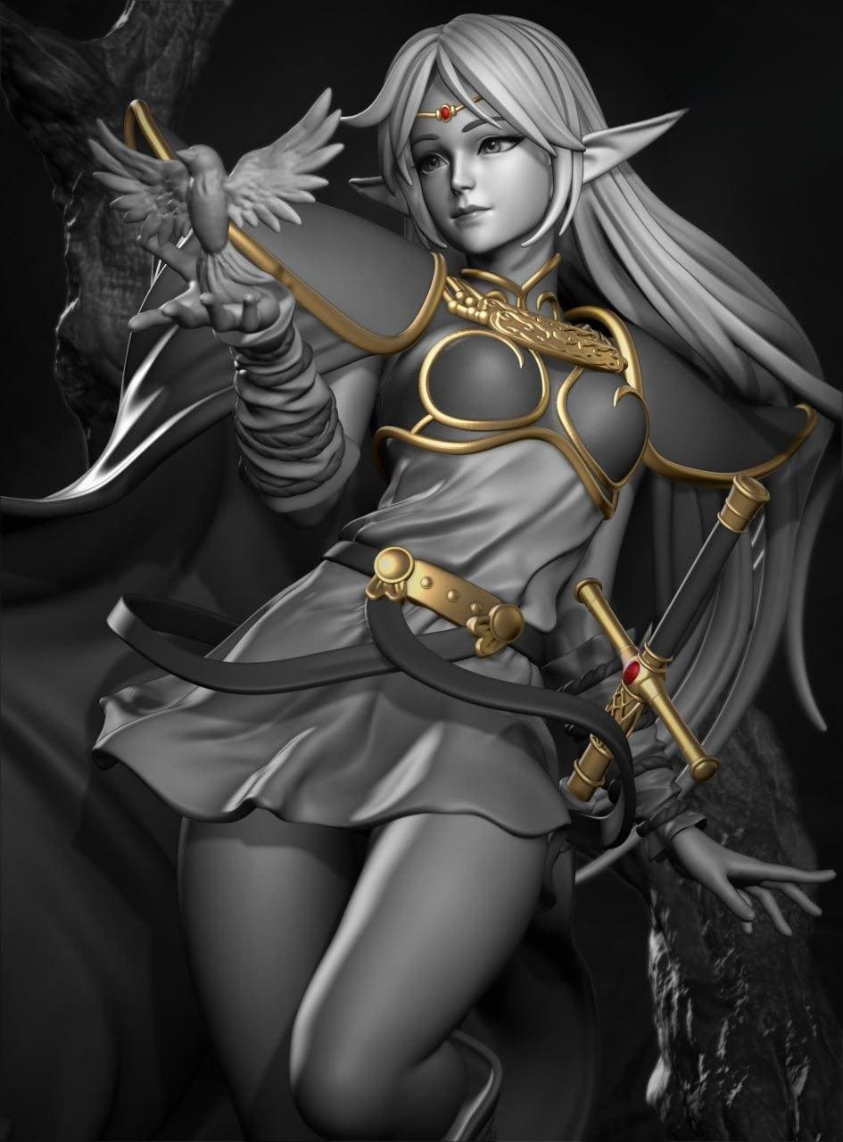 High Elf Sorceress STL | Fantasy Mage Girl | 3D Print Model