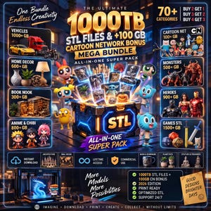 1000TB STL Files Mega Bundle 2027, 3D Print Models, Printable STL Collection, Cartoon Bonus Pack, Miniatures, Cosplay & More
