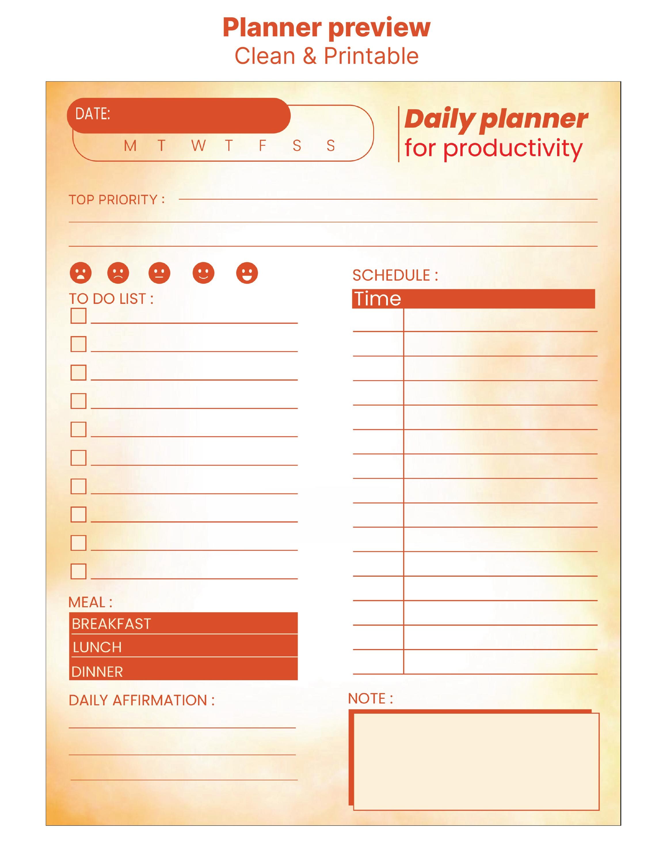 Daily Productivity Planner Printable | Neutral Minimal Planner PDF - Etsy
