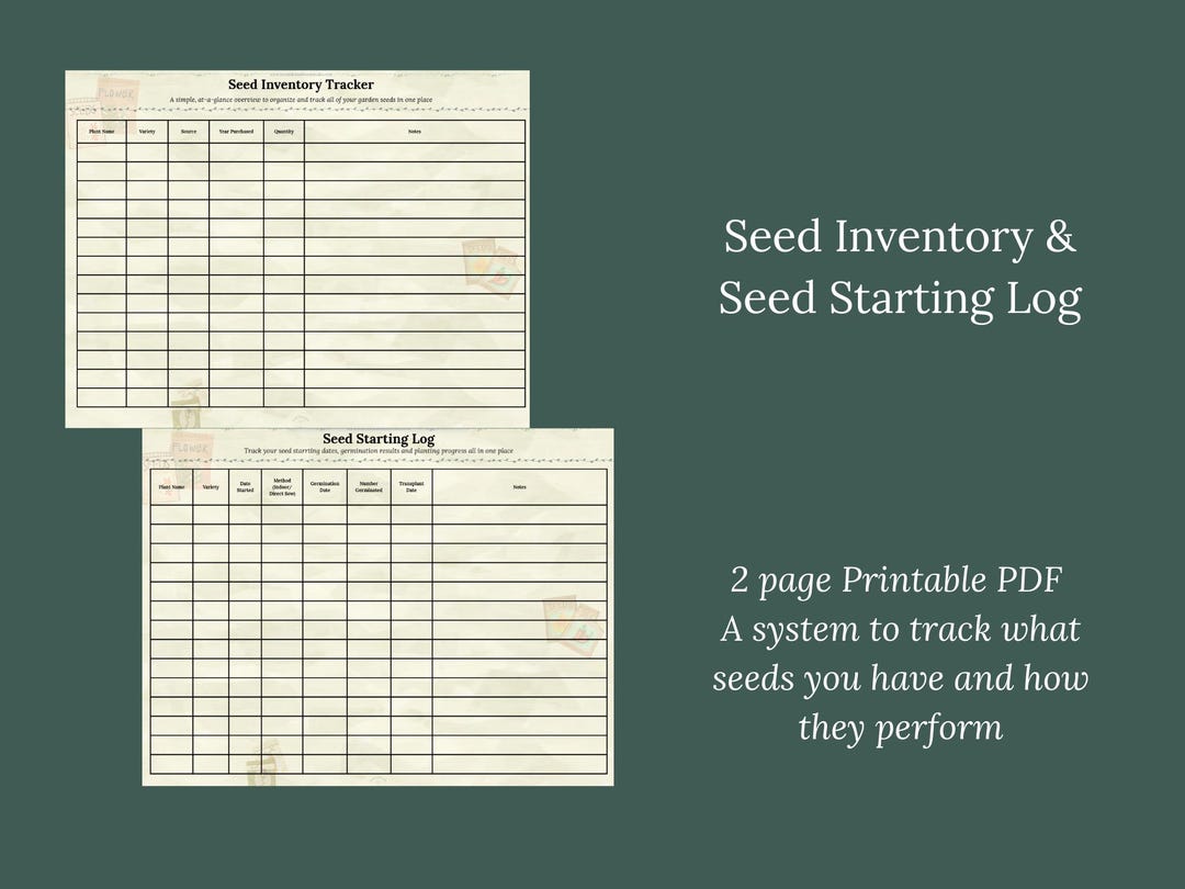 Seed Inventory and Seed Starting Log Printable | Garden Tracker PDF ...