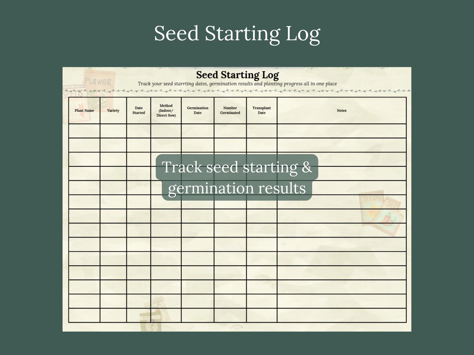 Seed Inventory and Seed Starting Log Printable | Garden Tracker PDF ...