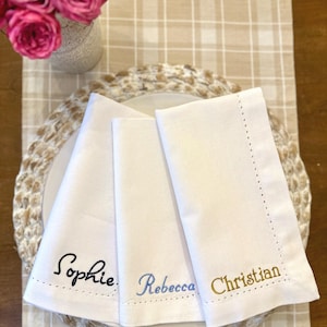 Embroidered Name Napkins: Personalized Cotton Dinner Napkin