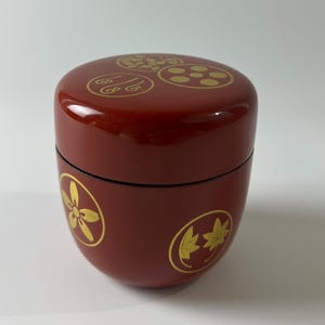 Red Urushi Lacquer Natsume Tea Caddy: Japanese Tea Ceremony Utensil