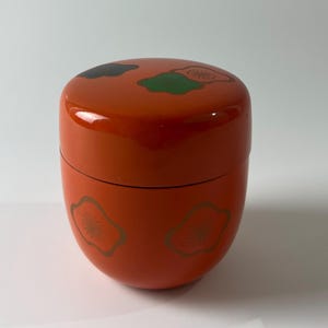 Urushi Lacquerware Natsume Tea Caddy: Hand-Painted Flower, Japanese Tea Ceremony