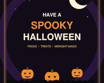 Halloween GreetiHalloween Printable Greeting Card, Spooky Halloween Card, Pumpkin Digital Download,Halloween Card, Instant Download