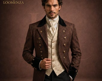 Regency Tailcoat Suit Men's Victorian Wedding Suit Gothic Formal Coat Vintage Groom Outfit Steampunk Tailcoat Custom Made Men's Suit