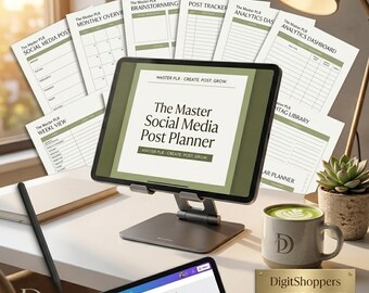Social Media Post Planner, Canva Template, Master PLR Rights, Instagram, Facebook Content Planner