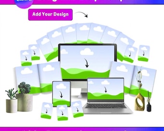 130+ Etsy Mockup Listing Templates, Canva, PLR MRR, Device Frames Bundle, Phone Tablet Laptop