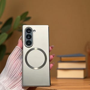 Thin Magnetic Matte Case for Samsung Z Fold 7 6 5 4 3 | Metal Plated Slim Frosted Wireless Charging Cover