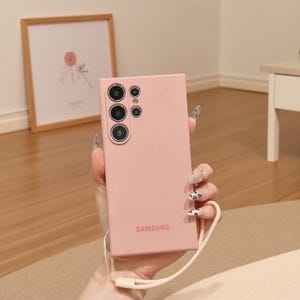 Liquid Silicone Wrist Strap Case for Samsung S25 S24 Ultra S22 Plus S23 S21 FE Shockproof Soft Cover with Camera Protection