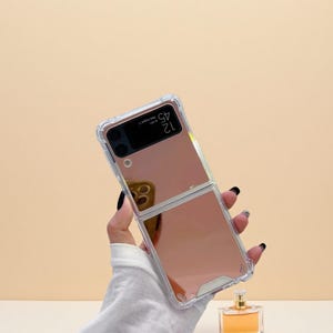 Rose Gold Mirror Case for Samsung Galaxy Z Flip 6 5 4 3 Shockproof Corner Hard Cover Flip5 Flip6 Flip4