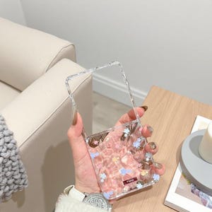 Clear Water Ripple Flower Cover For Samsung Galaxy Z Flip 7 6 5 4 3 with Chain Silicone Cases Flip7 Flip6 Funda