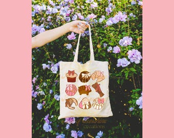 Mexican Pan Dulce Coquette Canvas Tote Bag - Latina Style Book Bag