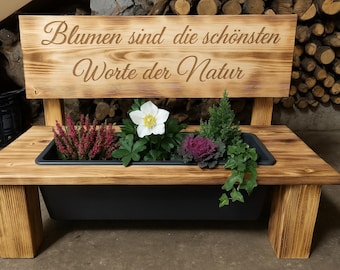Blumenbank Personalisiert wetterfest Deko Indoor Outdoor Vintage rustikal Terrasse Garten Geschenk Kita Abschied Holz Hochzeit Oma Opa Blume