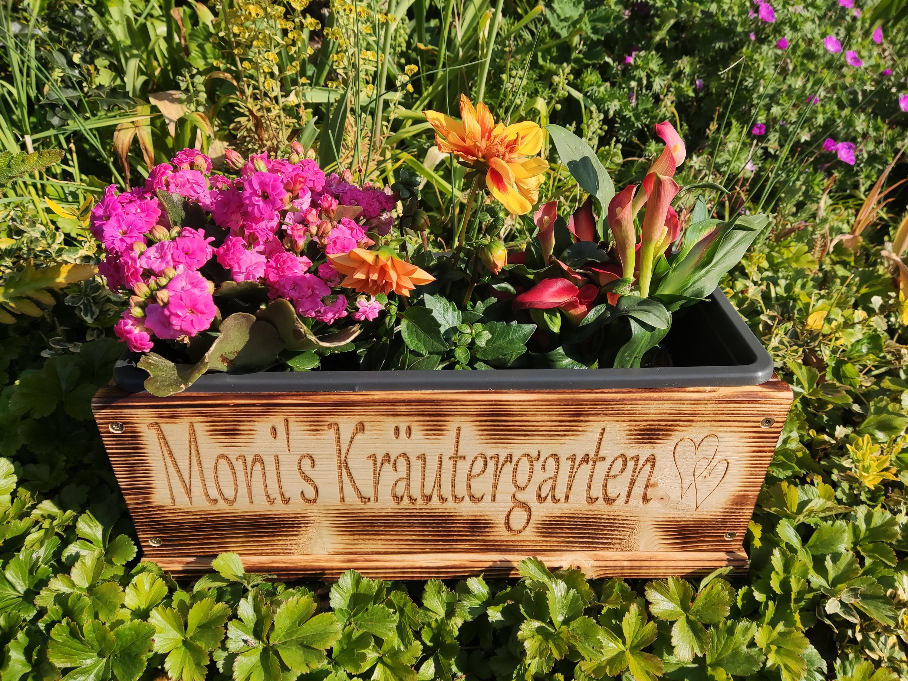 Vintage Blumenkasten personalisierbar Handarbeit 40cm massiv Geschenkidee Landhausstil rustikal oma Mama Rentner Hochzeit Kräutergarten