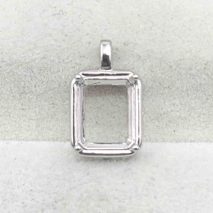 Sterling Silver 6*8/7*9/8*10 Semi Mount Pendant square Shape S925 Empty Blank Setting Mountain Base Without Stone for Inlay