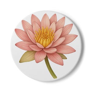 Floral Ceramic Coaster Set, Vintage Style Coasters for Home Decor, Boho Coffee Table Accessories, Perfect for Housewarming Gift, Waterlily
