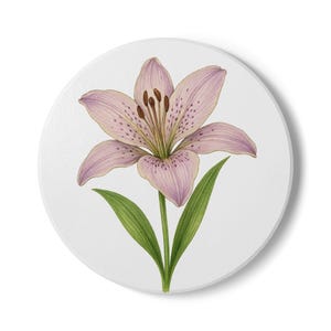 Floral Ceramic Coaster Set | Vintage Lily Design, Home Decor, Gift for Garden Lovers, Coffee Table Accessory, Housewarming Gift