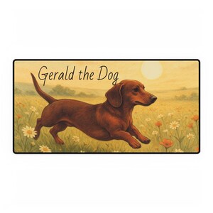 Personalized Daschund Sausage Dog Desk Mat, Custom Desk Decor, Pet Lover Gift, Home Office Accessory, Dog-Themed Work Desk Mat